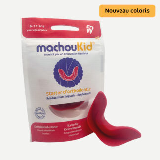 Gouttière dentaire machouKid coloris rouge framboise pour le sevrage du pouce, rééducation linguale, grincements dentaires et ronflements chez l'enfant de 6 à 11 ans
