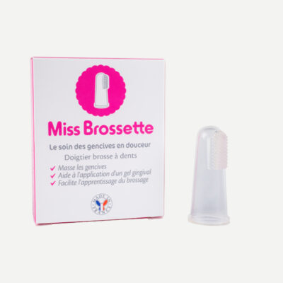 Doigtier brosse à dents Miss Brossette pour le soin des gencives chez bébé et l'adulte